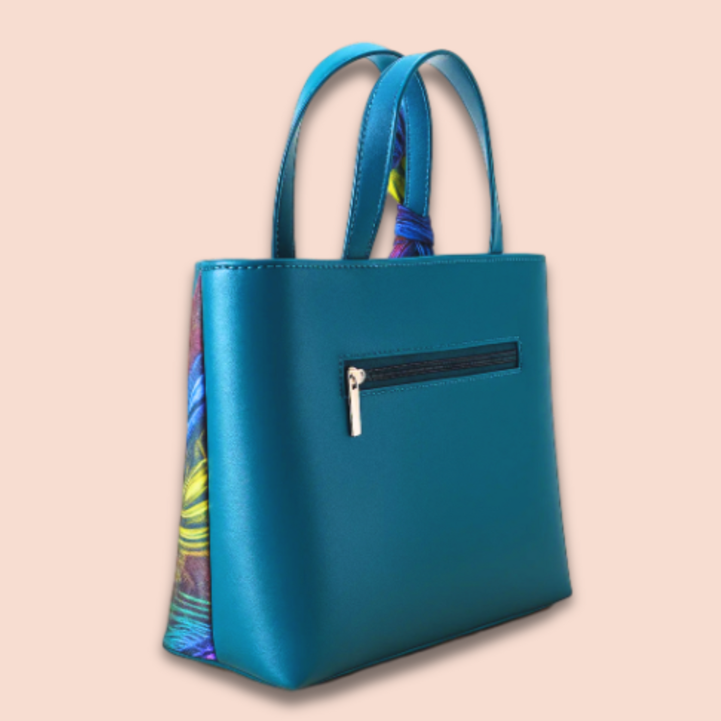 Peacock print handbag